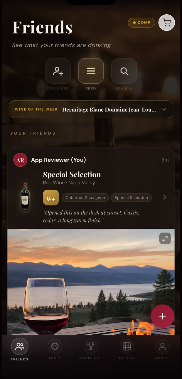 A rated pour in the feed, with photo and tasting note